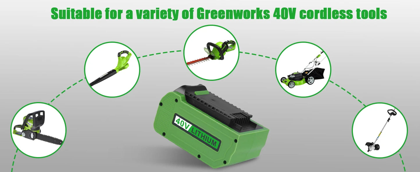 Greenworks 40V 6.0Ah G-MAX Li-Ion Battery – Compatible with 29472, 29462, 29252, 20202, 22262 Cordless Power Tools (Not Gen 1)