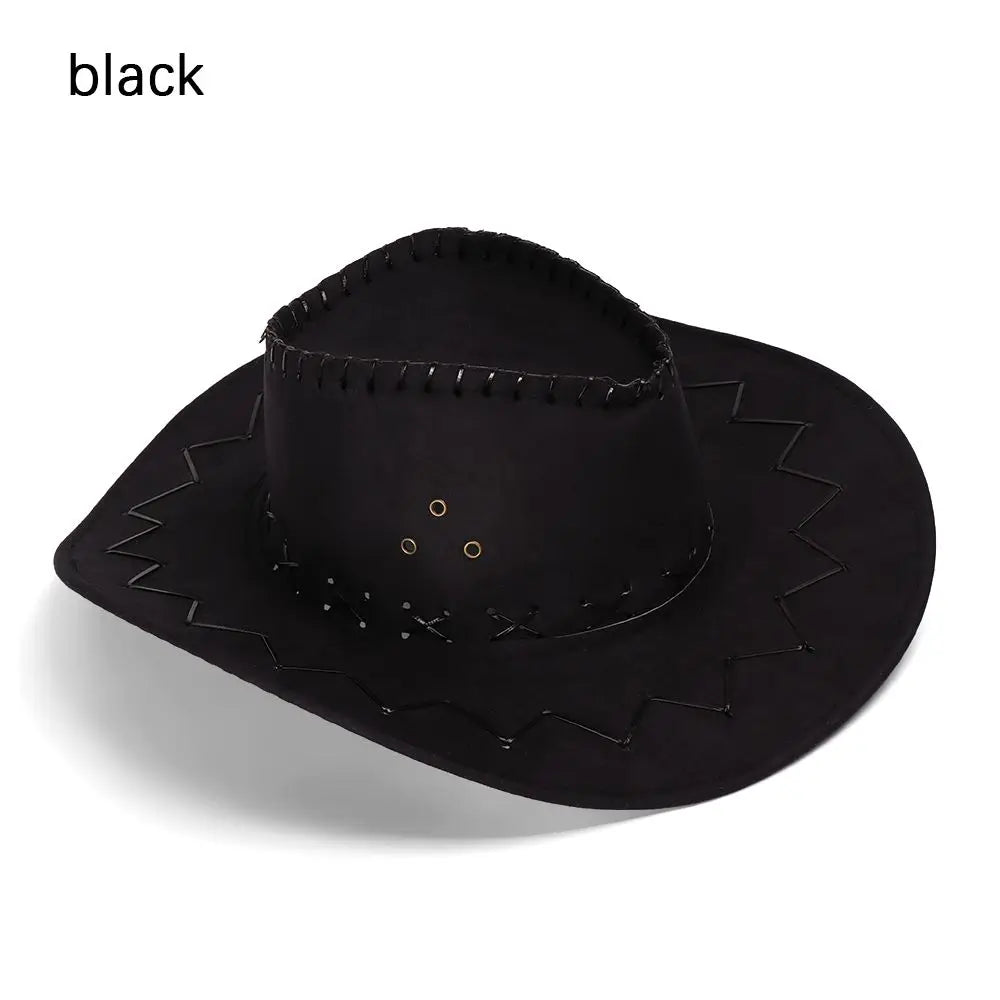 Western Cowboy Hat – Faux Leather Fedora for Men, Women & Kids, Wide Brim Beach & Travel Cap in Black, White & Pink