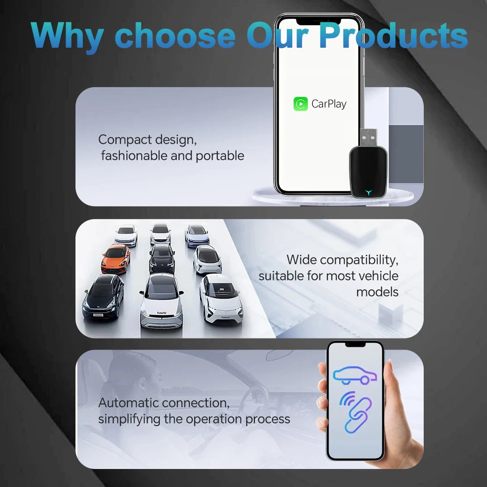 2025 2-in-1 Wireless CarPlay AI Box – Convert Wired CarPlay to Wireless with Android Auto, Plug and Play