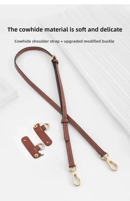 Leather Replacement Crossbody Bag Strap for Longchamp Mini — Earthy Color Shoulder Strap, No Punching Needed