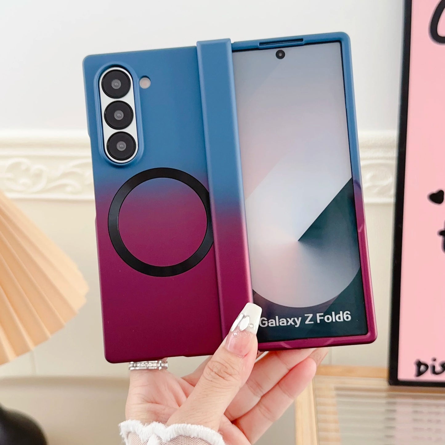 Magnetic Magsafe Wireless Charging Case — Gradient Liquid Silicone Bumper for Samsung Galaxy Z Fold 3-7