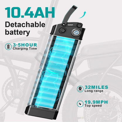 Folding Electric Bike - 560W Motor 48V Removable Battery 20 MPH Speed with 32 Miles Range
