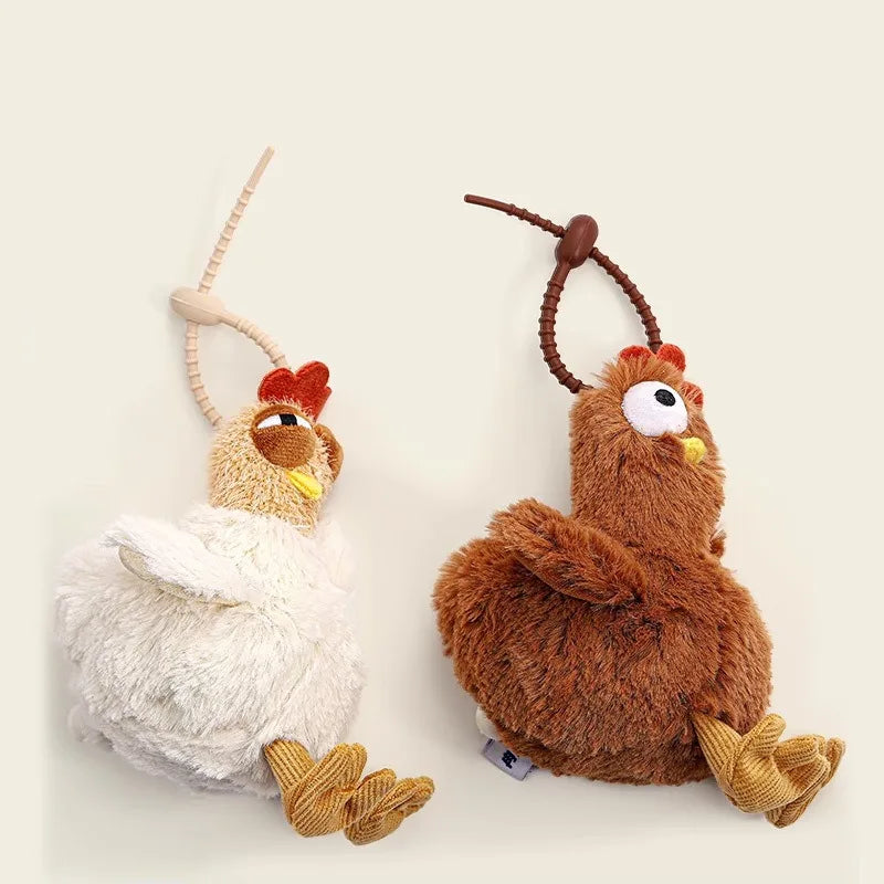 Fur Chicken Plush Bag – Funny Ugly Hen Shaped Handbag, Kawaii Satchel Purse with Pendant Keychain for Women Birthday Gifts