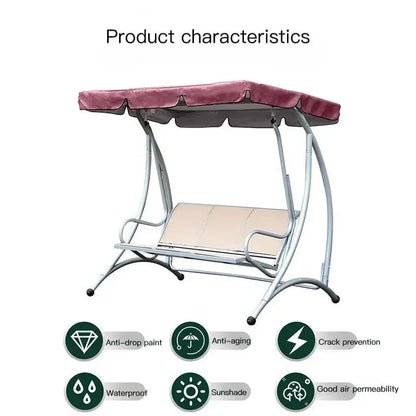 Outdoor Swing Canopy Cover - UV Waterproof 3 Seater Chair Top Replacement Shade for Patio, Yard & Hammock Seats