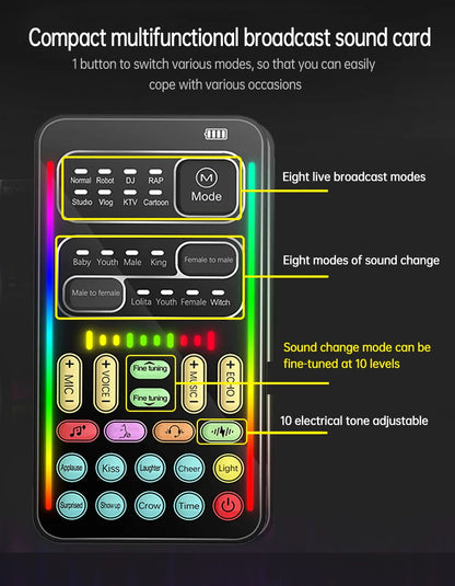 New i9 Portable Handheld Voice Changer – Mini Sound Card with 8 Multi-Functional Sound Effects