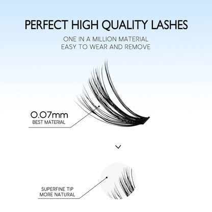 GROINNEYA DIY Lash Extension Kit – Cluster & Individual Lashes Set with Lash Bond & Seal for At-Home Eyelash Extension Makeup