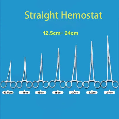 Stainless Steel Hemostatic Forceps - Locking Surgical Clamps with Curved & Straight Tip Pliers