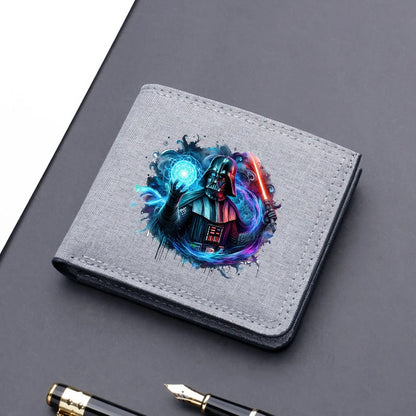 Star Wars Men's Canvas Wallet – Black/Blue/Gray Short Purse, Card Holder & Money Bag with Credit Card Case