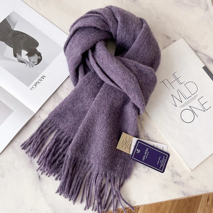 Winter Narrow Wool Scarf – 28 Colors, 100% Wool Solid Color Unisex Scarf for Men & Women, Warm and Cold-Proof