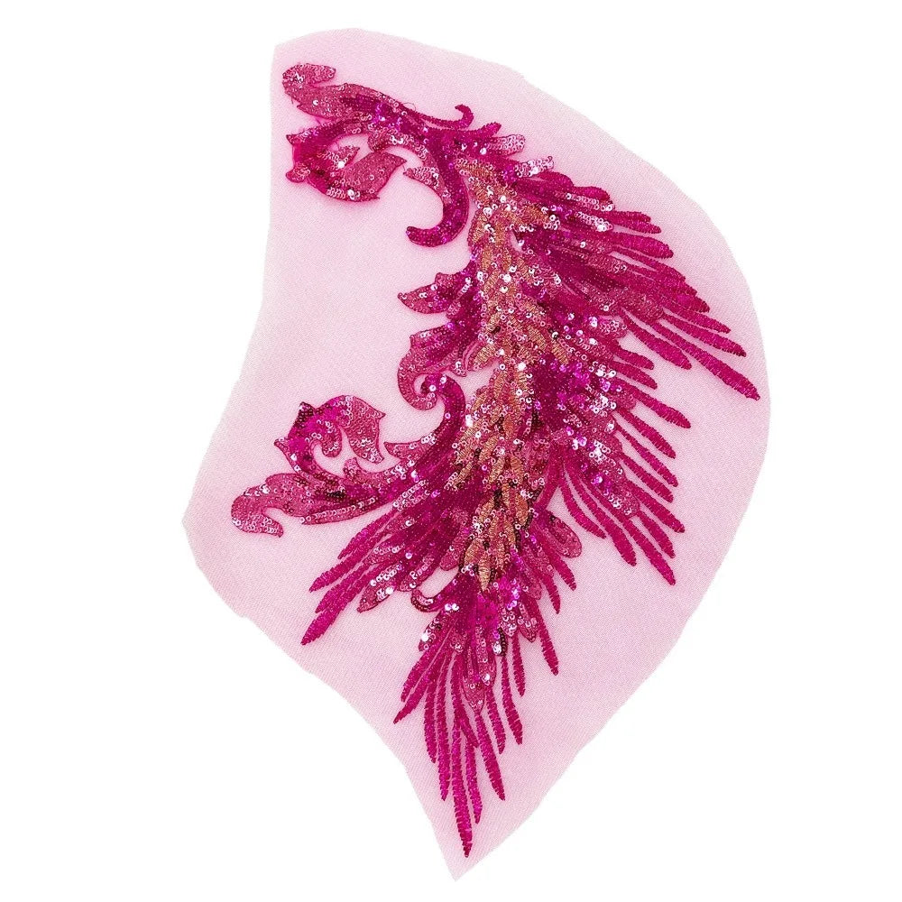 Phoenix Feather Sequin Embroidery Patch - DIY Clothing & Dress Applique Décor