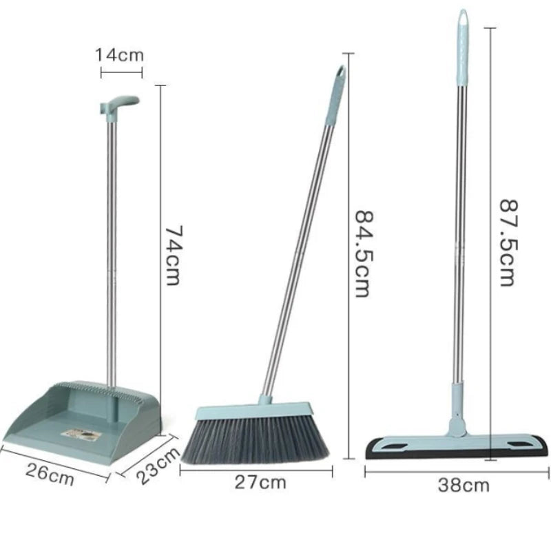 Household Broom & Dustpan Set - Foldable Sweeping Brush with Adjustable Handle and Garbage Shovel