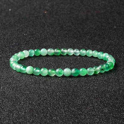 4mm Natural Stone Bead Stretch Bracelet for Men & Women – Agate Lava Handmade Reiki Crystal Jewelry