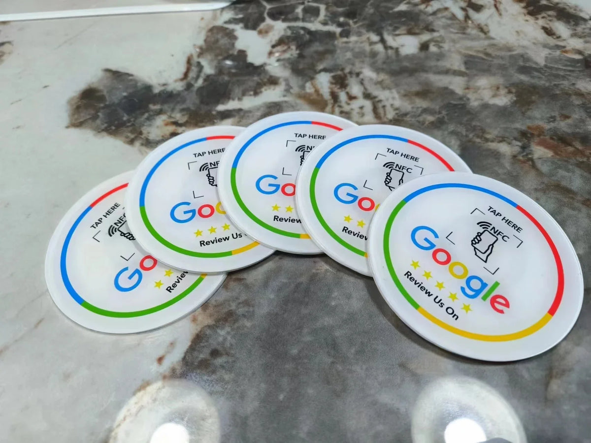 13.56MHz NFC Google Review Sticker - 10CM Programmable Acrylic NFC 215 Table Sticker
