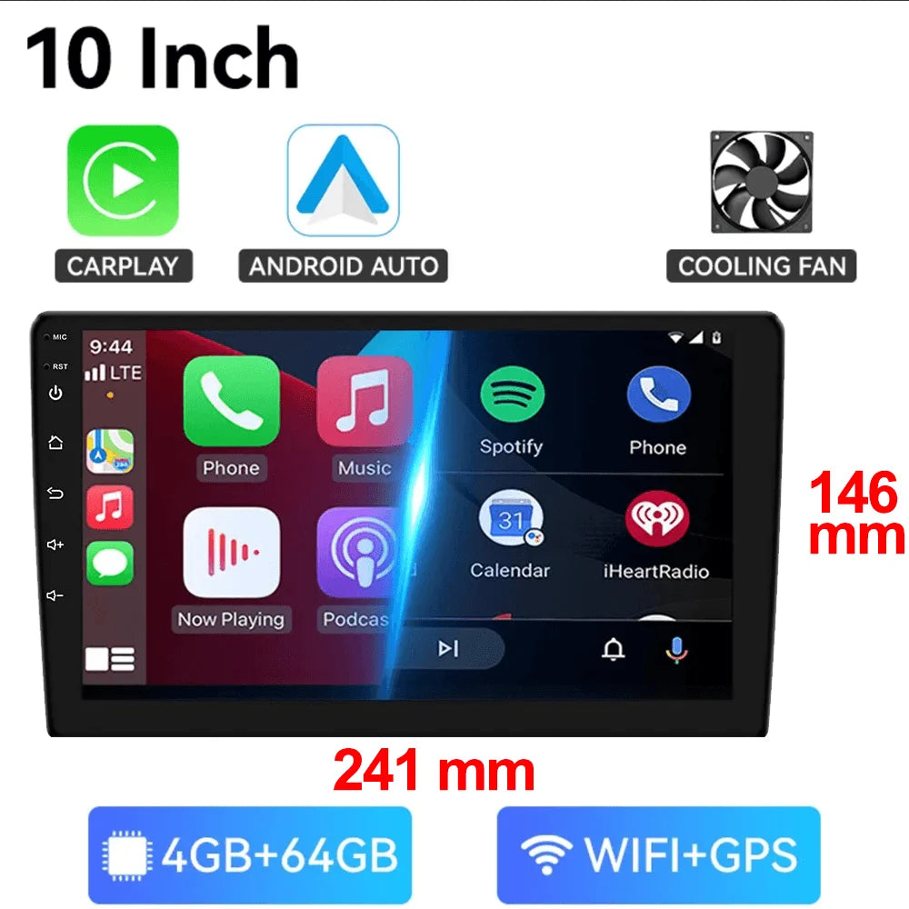 7/9/10-Inch Android 13 Car Radio - Wireless CarPlay, Bluetooth, 64GB Multimedia Stereo