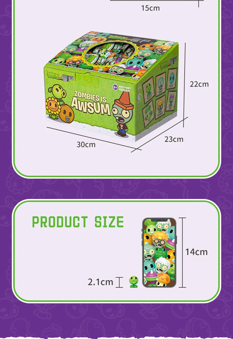Plants vs Zombies Q Version Mini Figures – Random 4-Style Plant & Zombie Toys for Collection