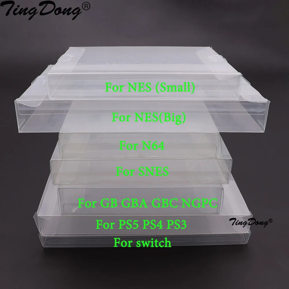 10PCS Clear Transparent Game Cartridge Cases – CIB Plastic PET Protectors for N64, NES, SNES, GB, GBA, GBC, NGPC, Switch & PS5