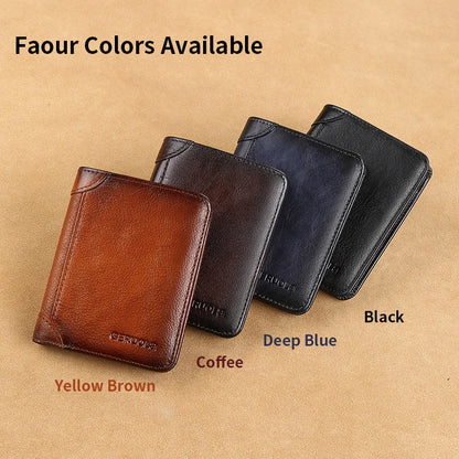 GERUOLA Slim RFID Genuine Leather Wallet for Men – Multifunctional Credit Card & ID Holder, Dark Brown Minimalist Bifold Wallet