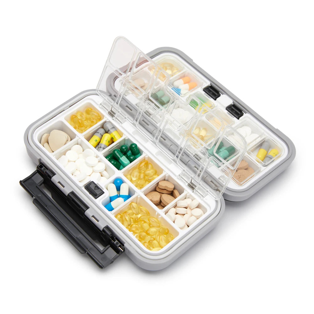 Travel Pill Case & Medicine Storage Organizer – Independent Lattice Tablet Dispenser & Tackle Box Container