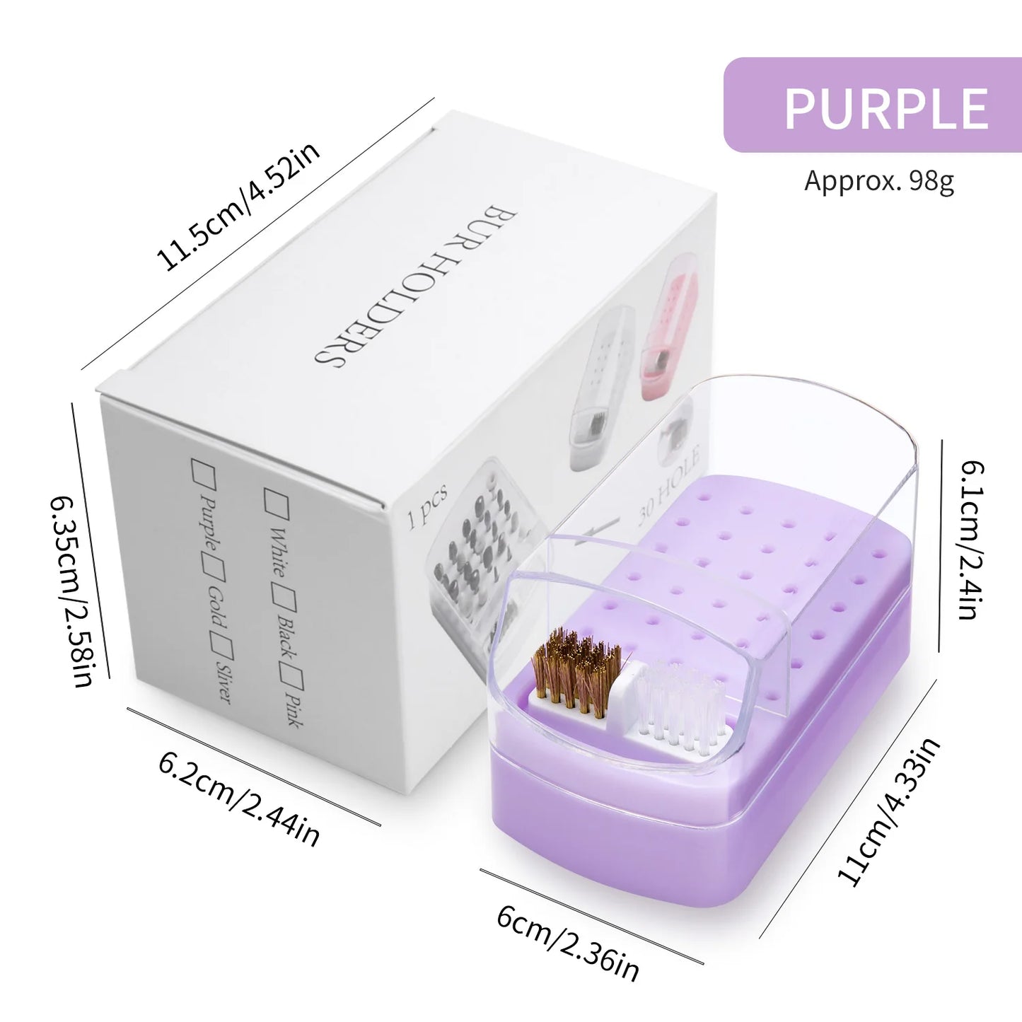 Nail Drill Bit Organizer Box - 30-Slot Acrylic Dustproof Storage Case for Nail Art Supplies