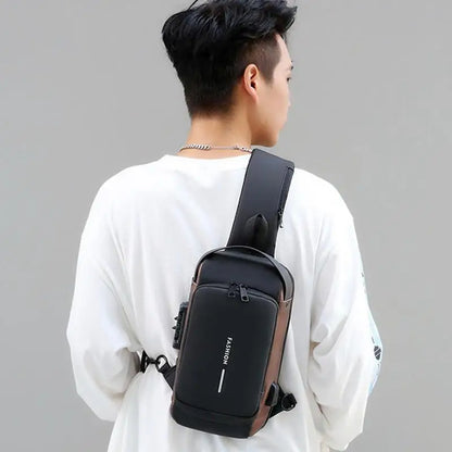 BD1 New Men's Anti-Theft Chest Bag – USB Rechargeable Crossbody Sports & School Shoulder Bag