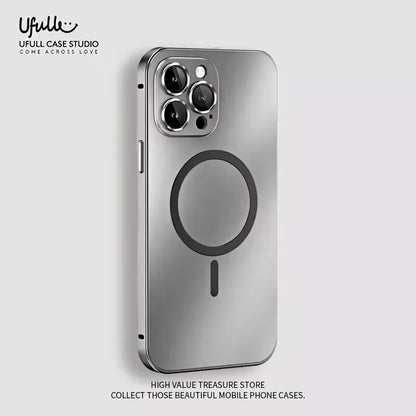 Aluminum Metal Frame Magnetic Case - MagSafe Wireless Charging Cover with Lens Protection for iPhone 12, 13, 14, 15, 16 & 17 Pro Max