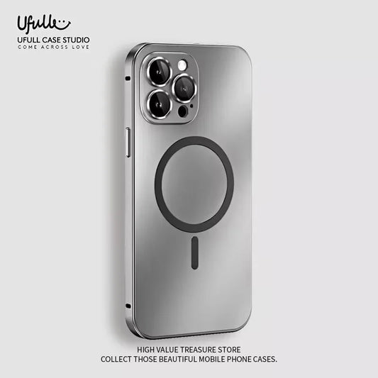 Aluminum Metal Frame Magnetic Case - MagSafe Wireless Charging Cover with Lens Protection for iPhone 12, 13, 14, 15, 16 & 17 Pro Max