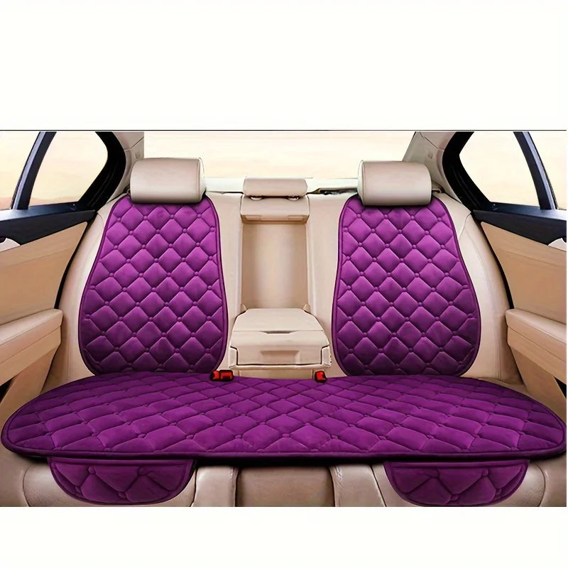 Thick Plush Car Seat Cushion Set - Warm Anti-Slip Three-Piece Winter Seat Covers