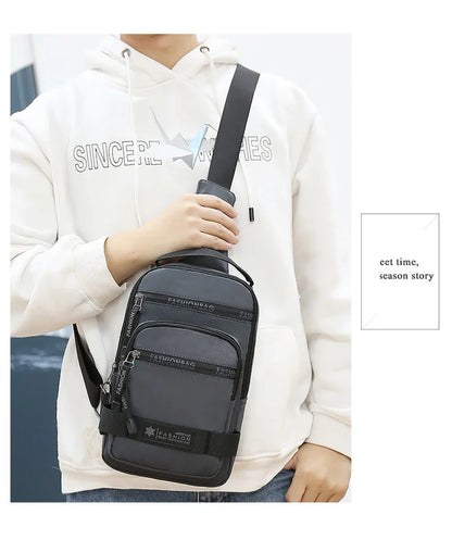 Men’s Chest Bag – Large Capacity Lightweight Nylon Crossbody Shoulder Backpack for Travel, Korean Style