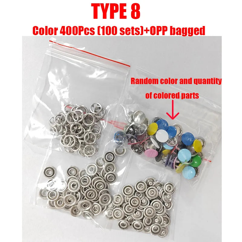 Metal Snap Button Fastener Kit - 50/100PCS Hollow Prong Studs with Pliers Tool for Clothing Sewing Bags & Shoes