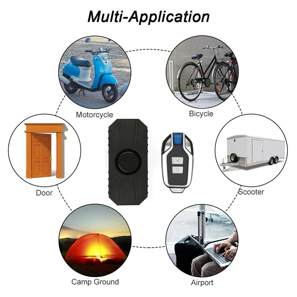 Waterproof Bike and Motorcycle Alarm - USB Chargeable, Electric Bicycle Security with Anti-Loss Wireless Remote Control and Vibration Detector