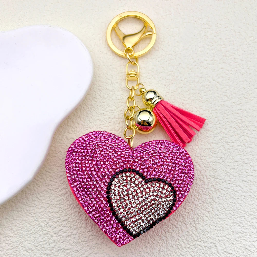 Kawaii Watermelon Crystal Keychain – Gold Alloy Leather Fruit Keyring for Women & Men, Bag & Car Accessory