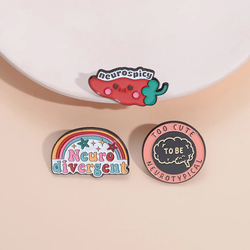 Neurospicy Chili Enamel Pin - Funny Neurodivergent Autism ADHD Dyslexia Awareness Brooch Badge Jewelry Accessory