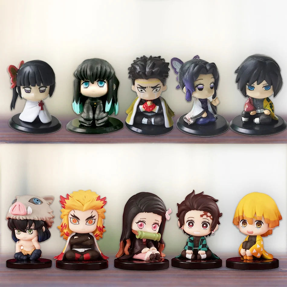 5-Style Q Version Demon Slayer Sitting Ghost Dolls – Tanjiro, Nidouzi, Inosuke & Zenitsu Action Figures