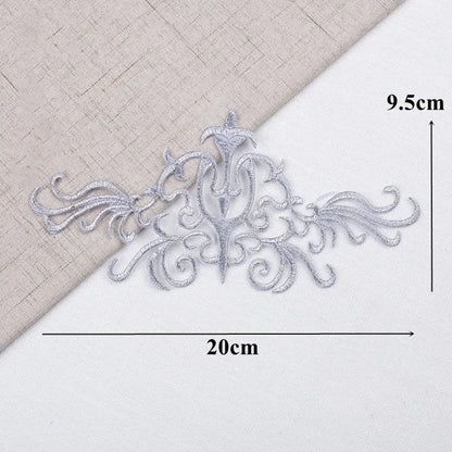 Silver Baroque Sequin Flower Applique – Embroidered Iron-On Patch for Wedding & DIY Crafts