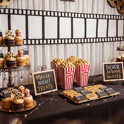Large Movie Night Photo Booth Props - Polyester Movie Theater Frame for Kids’ First Birthdays, Weddings and DIY Party Decorations