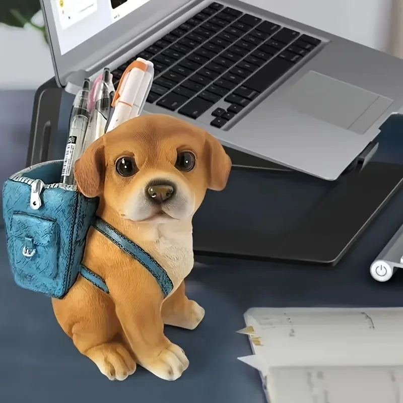 Dog-Shaped Desk Organizer – ABS Material Backpack Design with Pen Holder, Creative Polished Portable Office Accessory
