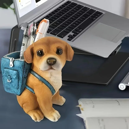 Dog-Shaped Desk Organizer – ABS Material Backpack Design with Pen Holder, Creative Polished Portable Office Accessory