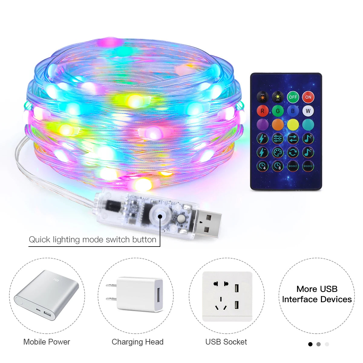 40M RGB LED String Lights - Smart Bluetooth Music Outdoor Fairy Lights with IP65 Waterproof Holiday Party Lighting