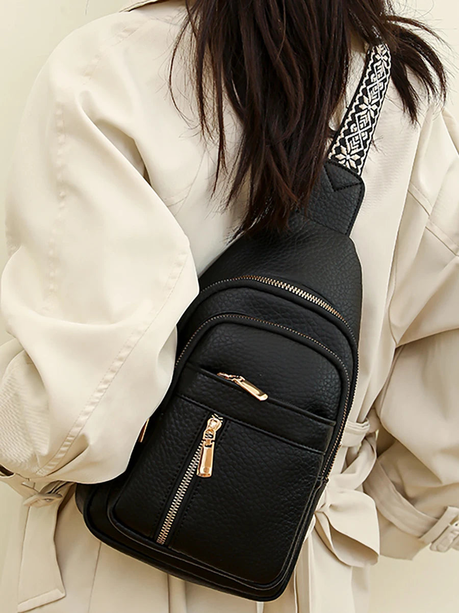2024 New Women's PU Leather Chest Bag – Fashion Crossbody Shoulder Bag, High-Quality Casual Sac à Main