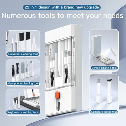 22-in-1 Multi-Function Cleaning Kit - Phone, Keyboard, AirPods, Camera, PC & Screen Cleaning Tools