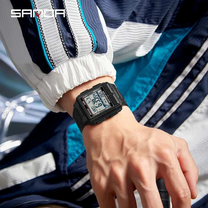 SANDA 2212 Men’s Digital Sports Watch - Multifunction Alarm, Luminous, Waterproof & Shockproof Wristwatch