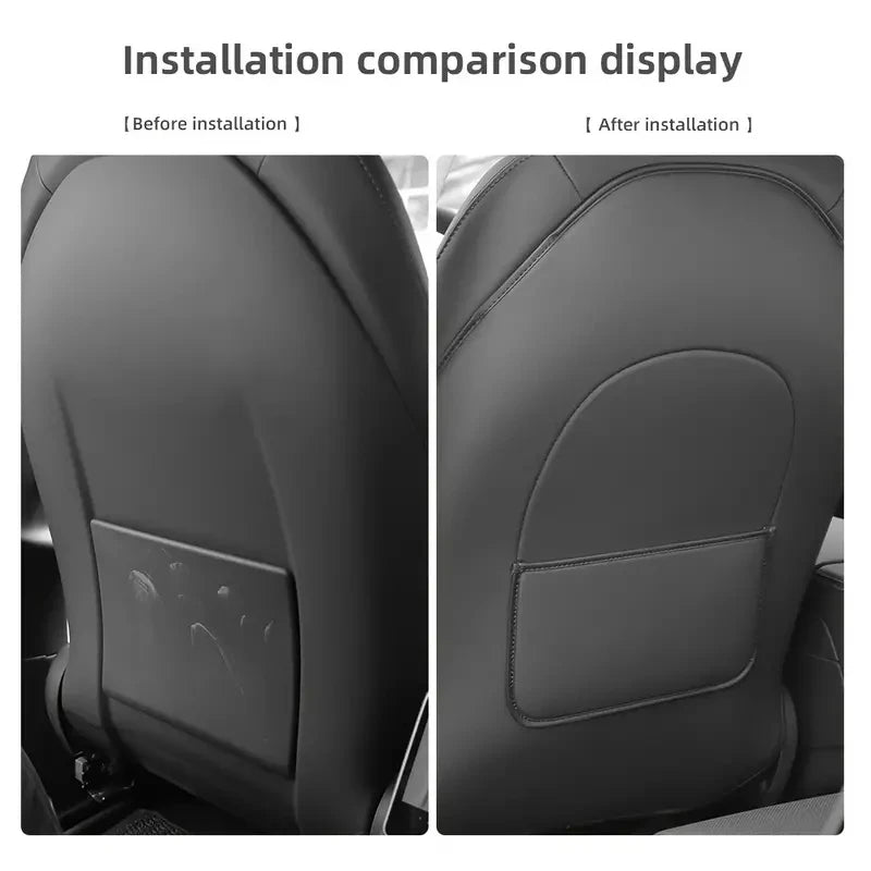Car Seat Back Protective Mat – Anti-Kick Leather Scratch Protector for Tesla Model 3/Y Full Seat Accessories