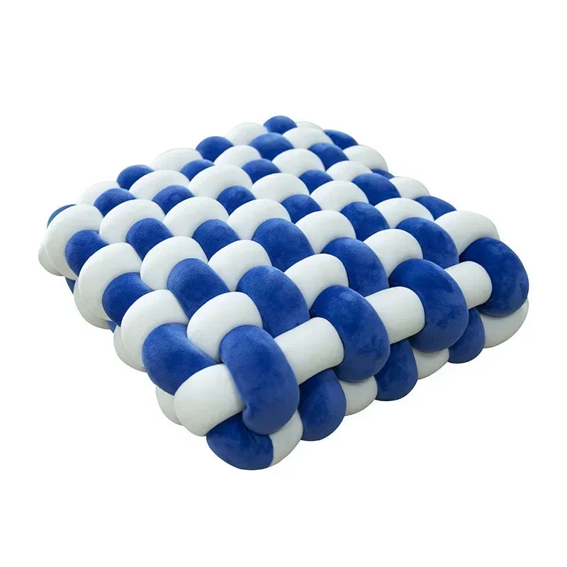 Knotted Square Cushion – Nordic Aesthetic Hand-Made Plush Pillow for Office Chair & Decorative Sleeping Back Support