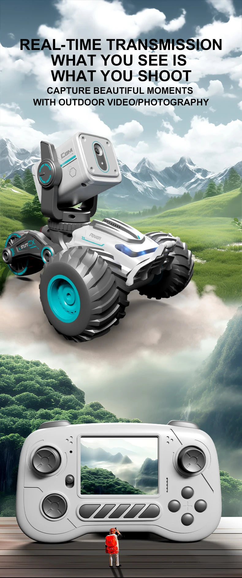 DWI RC Drift Car with FPV Screen – Wireless Camera RC Car for Photos, Videos, and Remote Communication