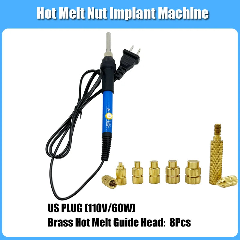 Heat Set Insert Kit for 3D Printing – M2–M6 Brass Threaded Nuts & Soldering Iron Tip for Plastic Insertion
