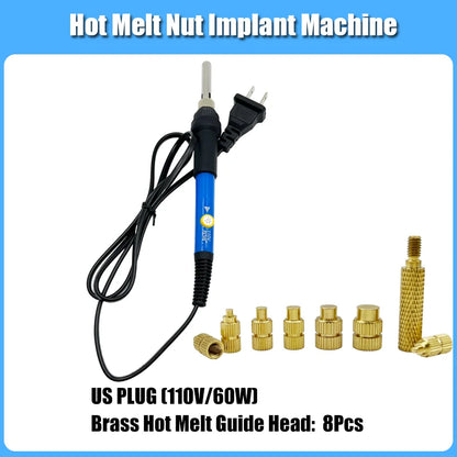 Heat Set Insert Kit for 3D Printing – M2–M6 Brass Threaded Nuts & Soldering Iron Tip for Plastic Insertion