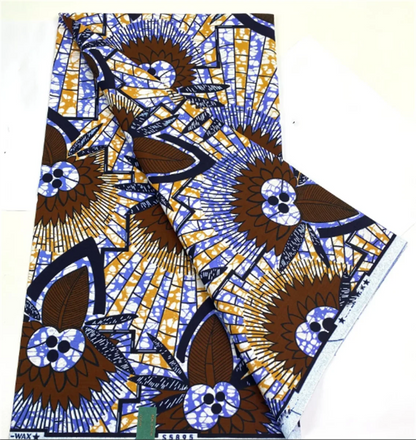 African Ankara Wax Print Fabric - 100% Cotton Soft Nigerian Real Wax Material for Women’s Party Dresses