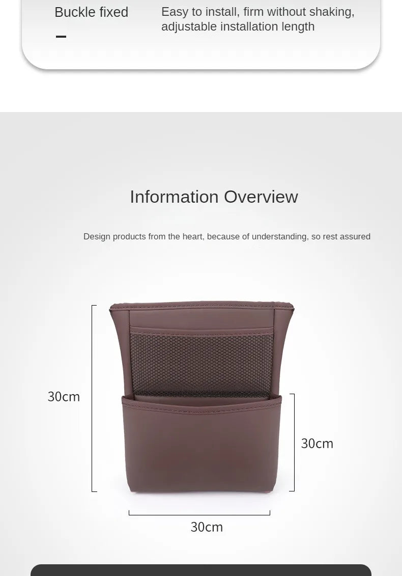 Car Handbag Holder Between Seats – Multi-Functional Leather Storage Bag with Tissue Box, Phone, Cup & Map Organizer