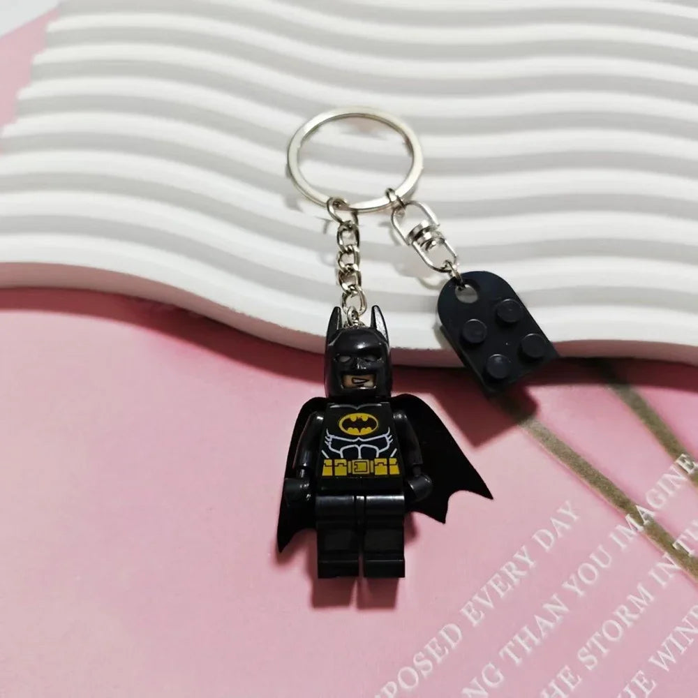 3D Fairy Star Bat Keychain - Y2K Pink and Black Heart Block Charm, Handmade Backpack Pendant Gift
