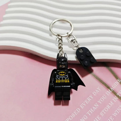 3D Fairy Star Bat Keychain - Y2K Pink and Black Heart Block Charm, Handmade Backpack Pendant Gift